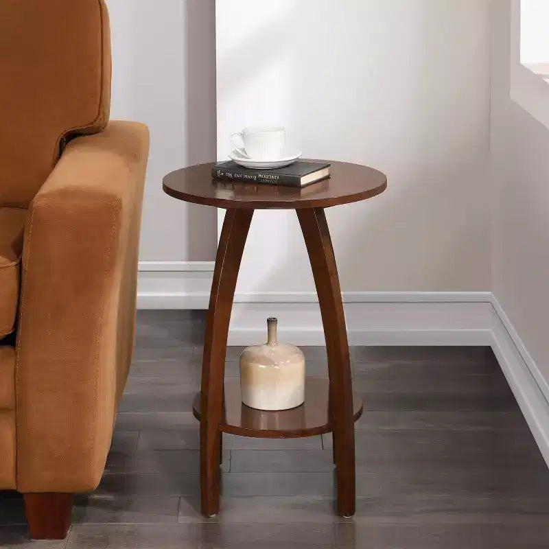 HomeStock Belmont End Table with Shelf Solid Wood Two-Tier Storage Scandinavian Modern Design Accent Furniture for Stylish Interiors