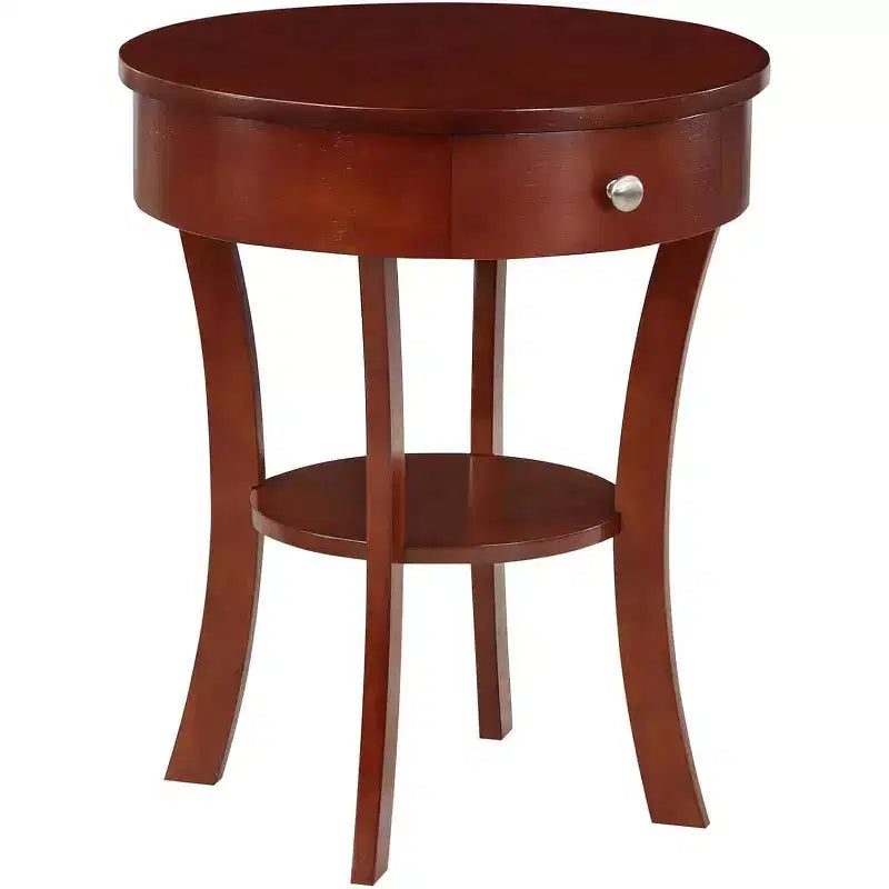 HomeStock Belmont 1 Drawer End Table with Shelf Storage Nightstand Solid Rubberwood Veneer Drawer and Bottom Shelf for Living Room Dcor
