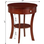 HomeStock Belmont 1 Drawer End Table with Shelf Storage Nightstand Solid Rubberwood Veneer Drawer and Bottom Shelf for Living Room Dcor
