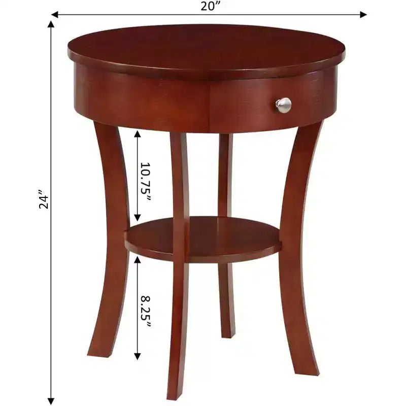 HomeStock Belmont 1 Drawer End Table with Shelf Storage Nightstand Solid Rubberwood Veneer Drawer and Bottom Shelf for Living Room Dcor