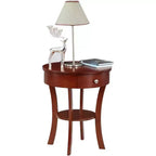 HomeStock Belmont 1 Drawer End Table with Shelf Storage Nightstand Solid Rubberwood Veneer Drawer and Bottom Shelf for Living Room Dcor