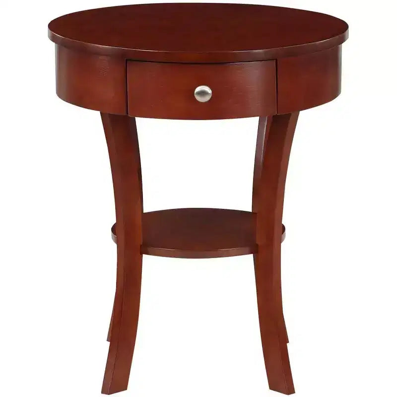 HomeStock Belmont 1 Drawer End Table with Shelf Storage Nightstand Solid Rubberwood Veneer Drawer and Bottom Shelf for Living Room Dcor