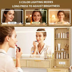 Coiffeuse avec miroir, grande coiffeuse de 122 cm avec 5 tiroirs et étagères de rangement ouvertes, coiffeuse en verre pour chambre à coucher