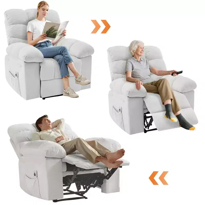 Rocking Recliner Chair for Adults, Upholstered Glider Rocker with Vibration Massage and Heat, Single Sofa for Living Room Bedroom
