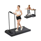 Tapis de course pliant portable NAYSAYE sous le bureau avec accoudoirs amovibles, bande de roulement amortie, grande surface pour la maison et le bureau