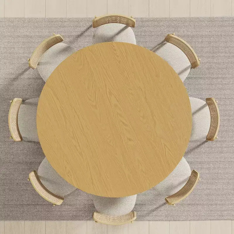 PexFix Table de salle à manger ronde en bois massif de 152 cm de hauteur pour 6 à 8 personnes avec plateau et base cylindrique pour salon/salle à manger/bureau, couleur naturelle