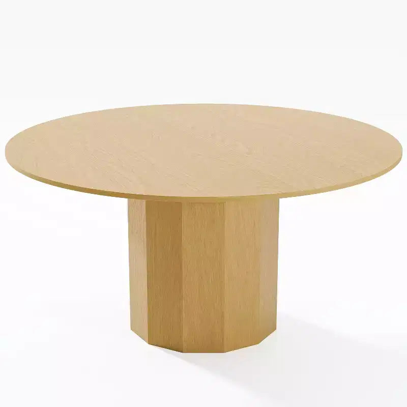 PexFix Table de salle à manger ronde en bois massif de 152 cm de hauteur pour 6 à 8 personnes avec plateau et base cylindrique pour salon/salle à manger/bureau, couleur naturelle