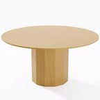PexFix Table de salle à manger ronde en bois massif de 152 cm de hauteur pour 6 à 8 personnes avec plateau et base cylindrique pour salon/salle à manger/bureau, couleur naturelle