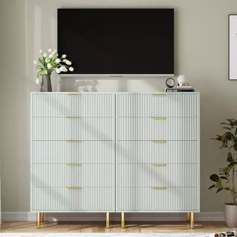 Commode de chambre à 5 tiroirs avec poignée et tiroir, commode en bois et organisateur de rangement pour salon, couloir, entrée