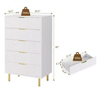 Commode de chambre à 5 tiroirs avec poignée et tiroir, commode en bois et organisateur de rangement pour salon, couloir, entrée