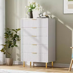 Commode de chambre à 5 tiroirs avec poignée et tiroir, commode en bois et organisateur de rangement pour salon, couloir, entrée