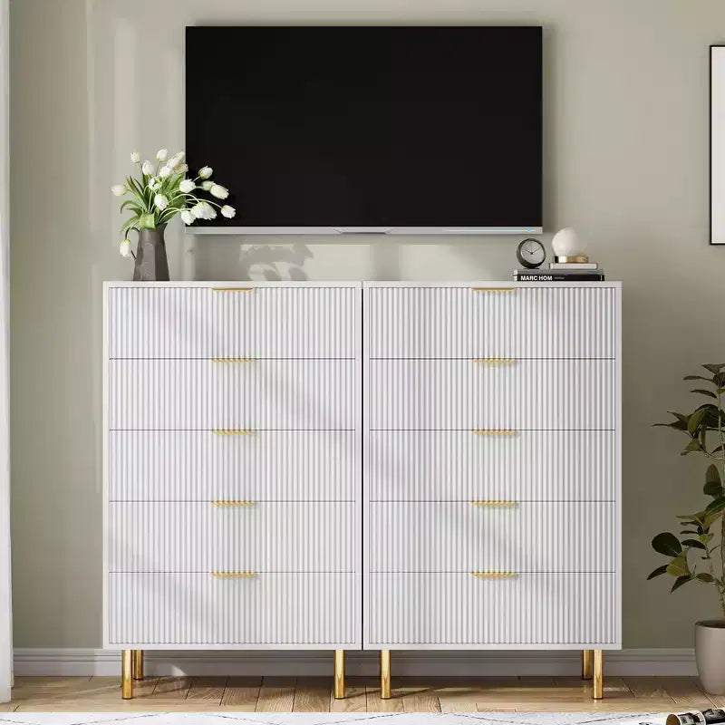 Commode de chambre à 5 tiroirs avec poignée et tiroir, commode en bois et organisateur de rangement pour salon, couloir, entrée