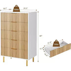 Commode de chambre à 5 tiroirs avec poignée et tiroir, commode en bois et organisateur de rangement pour salon, couloir, entrée