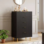 Commode de chambre à 5 tiroirs avec poignée et tiroir, commode en bois et organisateur de rangement pour salon, couloir, entrée