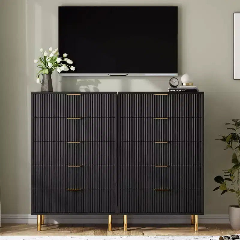 Commode de chambre à 5 tiroirs avec poignée et tiroir, commode en bois et organisateur de rangement pour salon, couloir, entrée