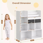 47.8in Kids Wooden Bookshelf with 4 Tier DrawersBook Rack Toy Organizer Bookcase Storage for Playroom Classroom