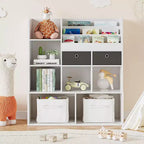 47.8in Kids Wooden Bookshelf with 4 Tier DrawersBook Rack Toy Organizer Bookcase Storage for Playroom Classroom