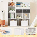 47.8in Kids Wooden Bookshelf with 4 Tier DrawersBook Rack Toy Organizer Bookcase Storage for Playroom Classroom
