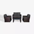 WestinTrends 4-Piece Wicker Outdoor Patio Conversation Sofa Set with Coffee Table, Brown/Gray