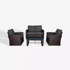 WestinTrends 4-Piece Wicker Outdoor Patio Conversation Sofa Set with Coffee Table, Brown/Gray