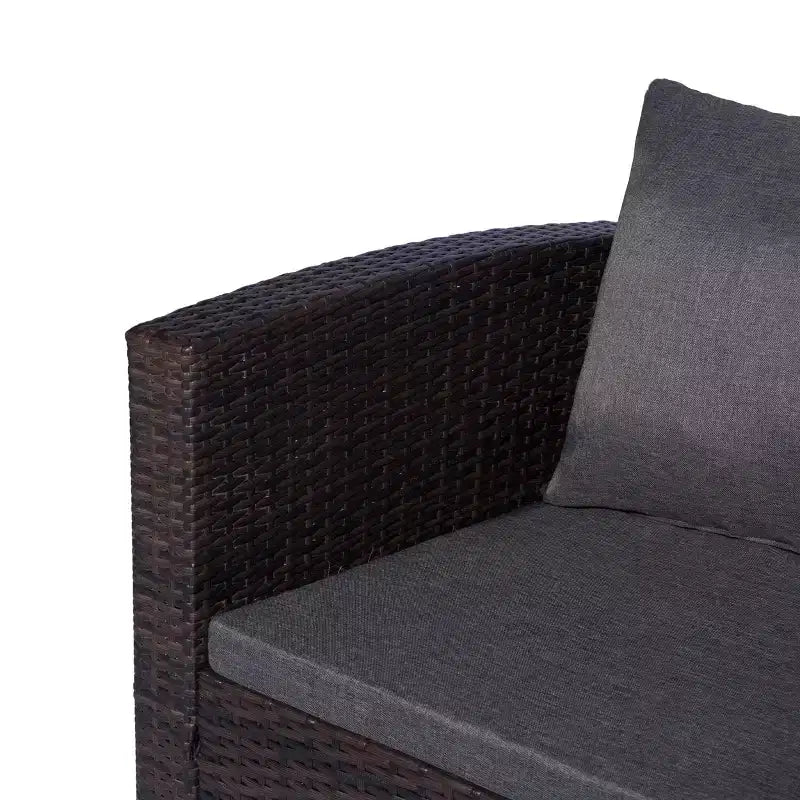 WestinTrends Ensemble de conversation 4 pièces pour patio, en osier, avec table basse, marron/gris