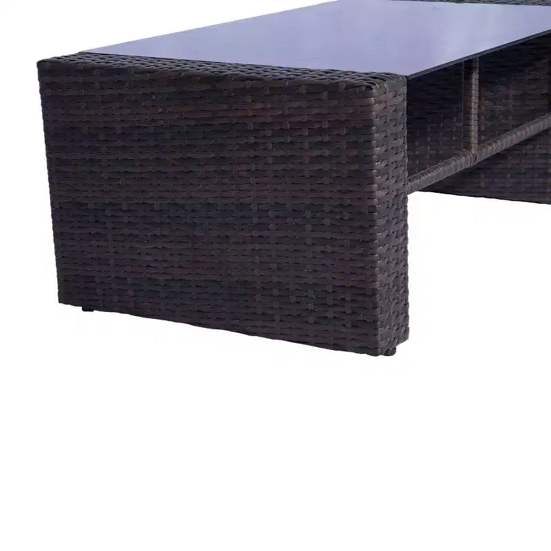 WestinTrends Ensemble de conversation 4 pièces pour patio, en osier, avec table basse, marron/gris