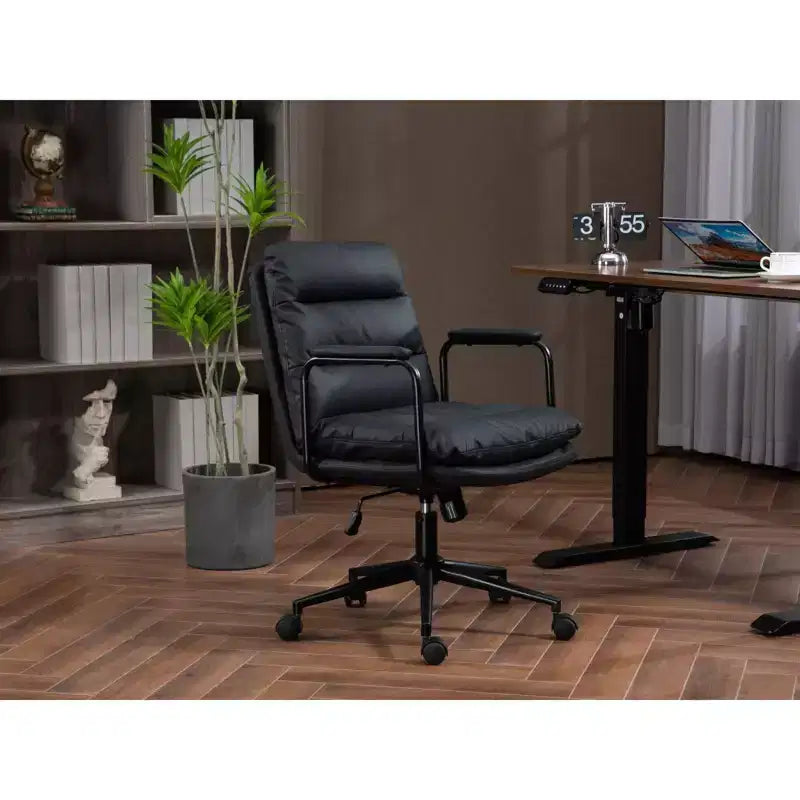 Okak Fauteuil de Bureau Mi-Dossier, Chaise de Bureau avec Accoudoirs Rembourrés et Roulettes, Chaise d'Ordinateur pour Bureau, Salle de Jeu, Étude