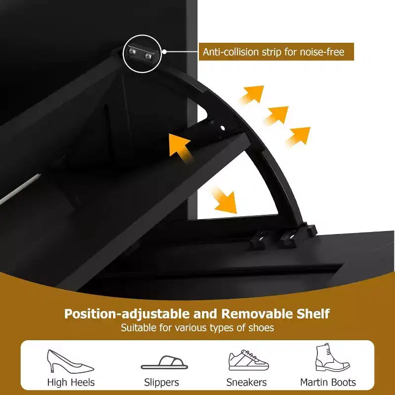 Shoe Storage Cabinet with 3 Flip-Down Drawers & 4 Adjustable Shelves, Space-Saving Organizer for Entryway & Front Door
