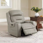 Spruce & Spring Genuine Leather Dual Motor Power Lay Flat Recliner Chair