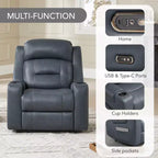Spruce & Spring Genuine Leather Dual Motor Power Lay Flat Recliner Chair