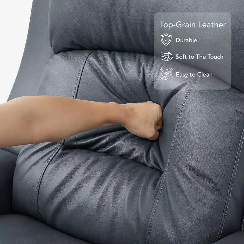 Spruce & Spring Genuine Leather Dual Motor Power Lay Flat Recliner Chair
