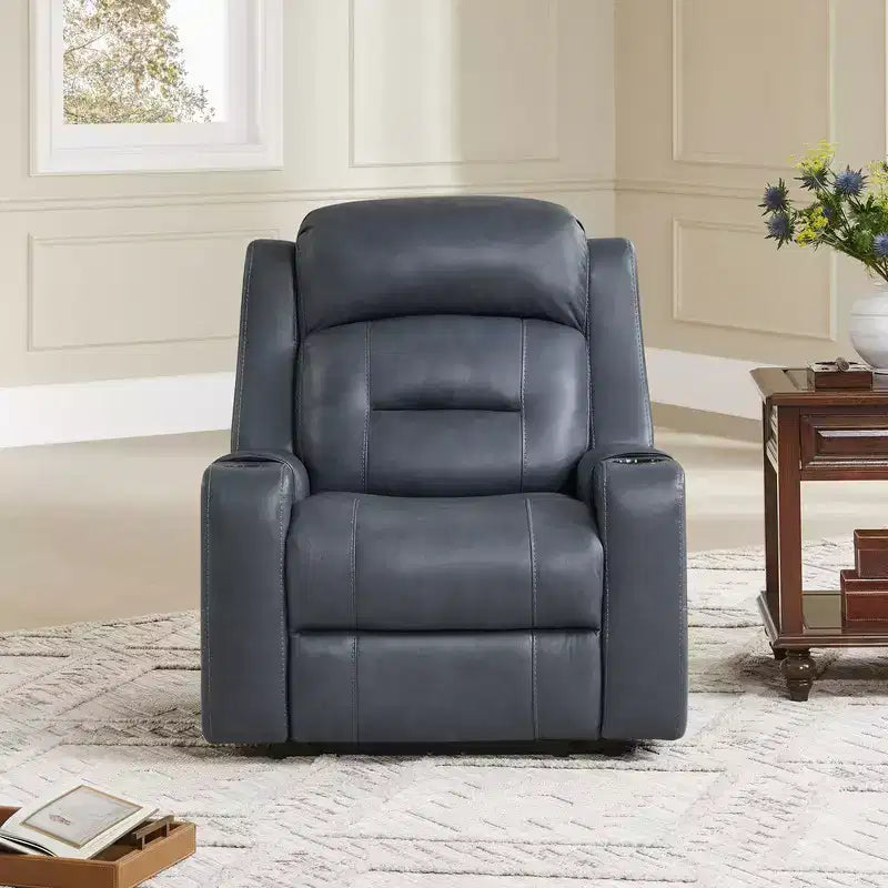 Spruce & Spring Genuine Leather Dual Motor Power Lay Flat Recliner Chair