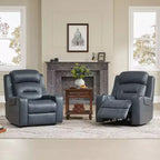 Spruce & Spring Genuine Leather Dual Motor Power Lay Flat Recliner Chair