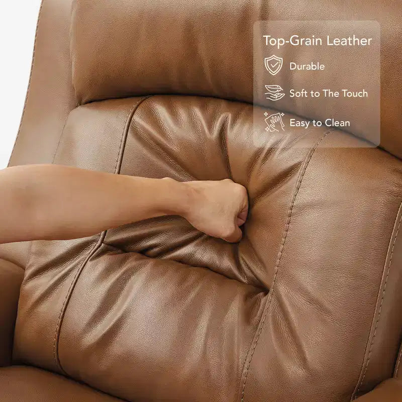 Spruce & Spring Genuine Leather Dual Motor Power Lay Flat Recliner Chair