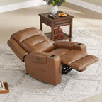 Spruce & Spring Genuine Leather Dual Motor Power Lay Flat Recliner Chair