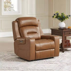 Spruce & Spring Genuine Leather Dual Motor Power Lay Flat Recliner Chair