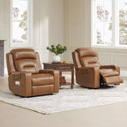 Spruce & Spring Genuine Leather Dual Motor Power Lay Flat Recliner Chair