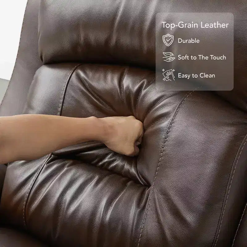 Spruce & Spring Genuine Leather Dual Motor Power Lay Flat Recliner Chair