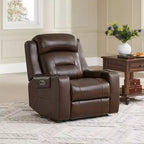 Spruce & Spring Genuine Leather Dual Motor Power Lay Flat Recliner Chair