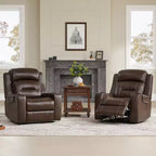 Spruce & Spring Genuine Leather Dual Motor Power Lay Flat Recliner Chair