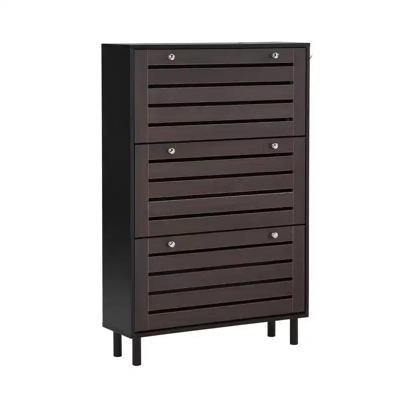 Meuble à Chaussures Minimaliste Okak, Organiseur de Chaussures Autonome avec 3 Tiroirs Basculants, Armoire à Chaussures pour Entrée, Salon, Couloir