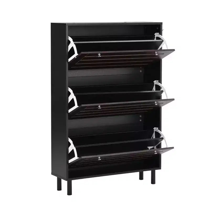 Meuble à Chaussures Minimaliste Okak, Organiseur de Chaussures Autonome avec 3 Tiroirs Basculants, Armoire à Chaussures pour Entrée, Salon, Couloir