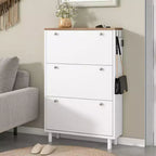 Meuble à Chaussures Minimaliste Okak, Organiseur de Chaussures Autonome avec 3 Tiroirs Basculants, Armoire à Chaussures pour Entrée, Salon, Couloir