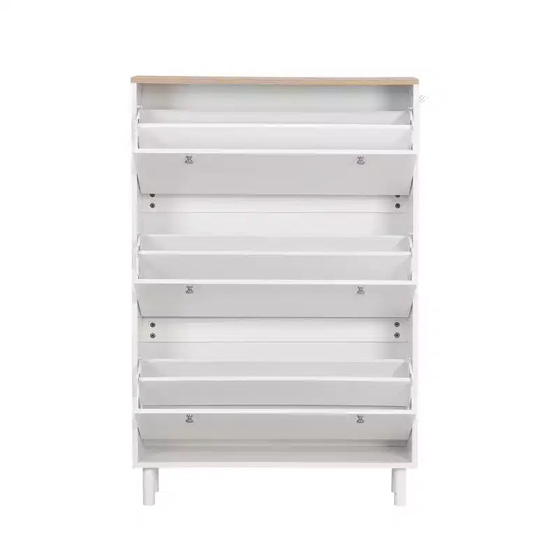 Meuble à Chaussures Minimaliste Okak, Organiseur de Chaussures Autonome avec 3 Tiroirs Basculants, Armoire à Chaussures pour Entrée, Salon, Couloir