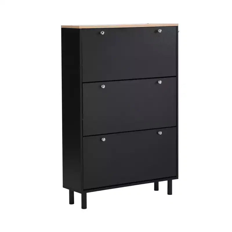 Meuble à Chaussures Minimaliste Okak, Organiseur de Chaussures Autonome avec 3 Tiroirs Basculants, Armoire à Chaussures pour Entrée, Salon, Couloir