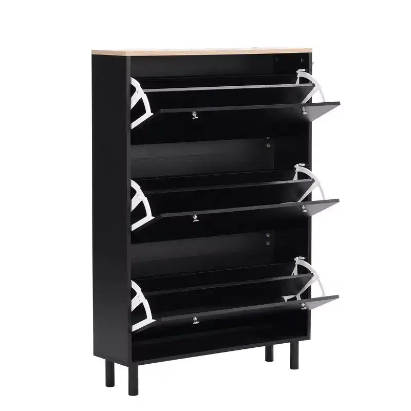 Meuble à Chaussures Minimaliste Okak, Organiseur de Chaussures Autonome avec 3 Tiroirs Basculants, Armoire à Chaussures pour Entrée, Salon, Couloir