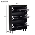 Meuble à Chaussures Minimaliste Okak, Organiseur de Chaussures Autonome avec 3 Tiroirs Basculants, Armoire à Chaussures pour Entrée, Salon, Couloir