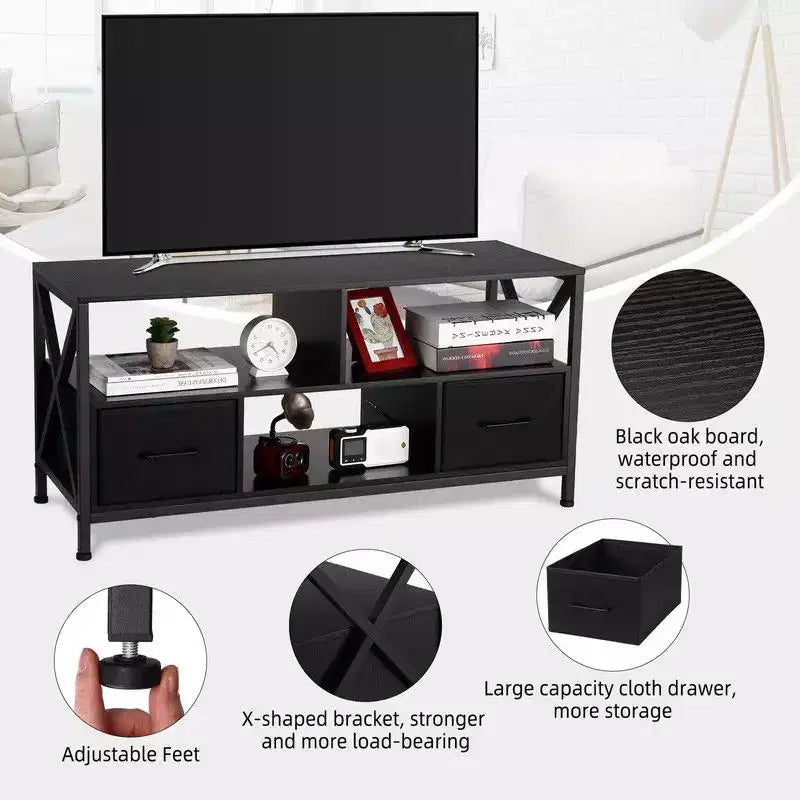 TV Stand for Living Room, TV Table for TV's Up to 65 Inch, TV Cabinet with Storage and Sliding Doors
