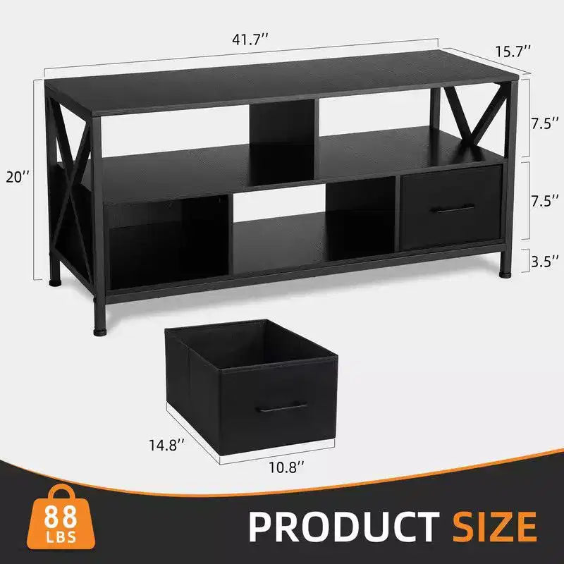 TV Stand for Living Room, TV Table for TV's Up to 65 Inch, TV Cabinet with Storage and Sliding Doors