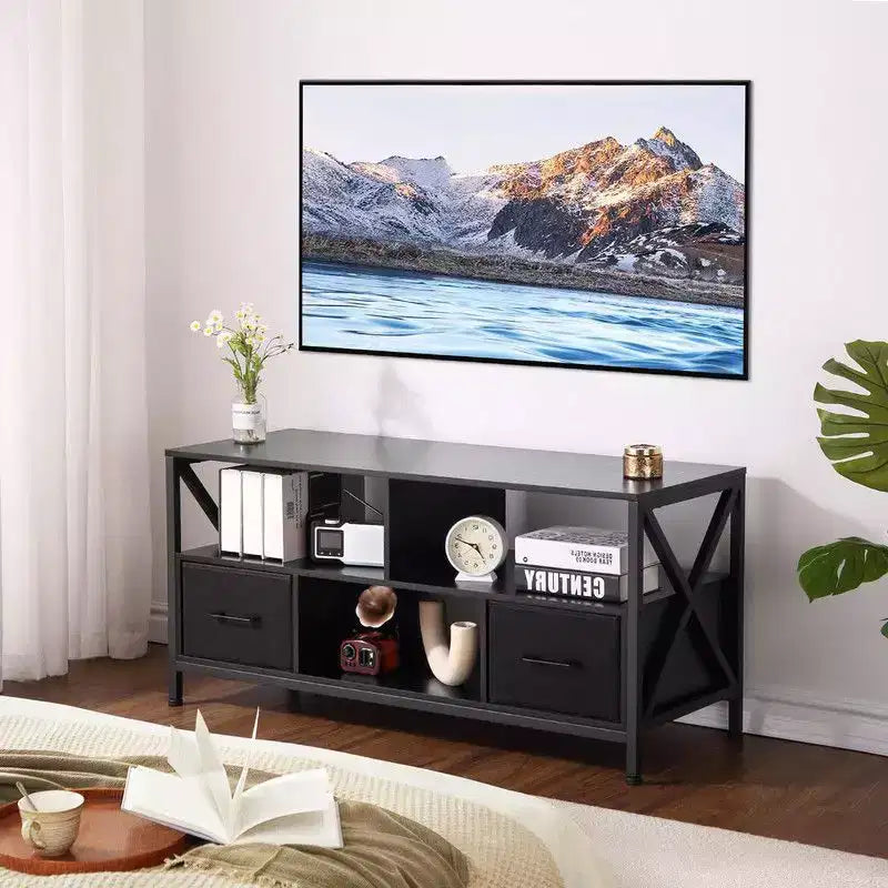 TV Stand for Living Room, TV Table for TV's Up to 65 Inch, TV Cabinet with Storage and Sliding Doors
